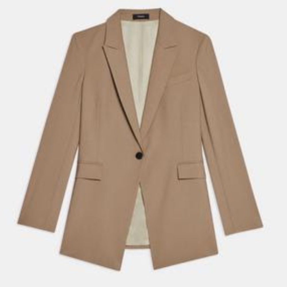 Theory goodwool camel/tan suit jacket - wear all year round fabric